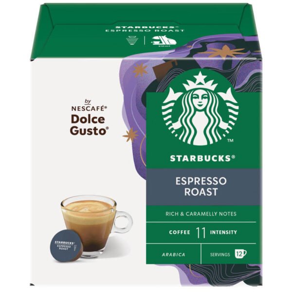 Starbucks Dolce Gusto Roast Ground Coffee Espresso Rost 12Capsules 66g.