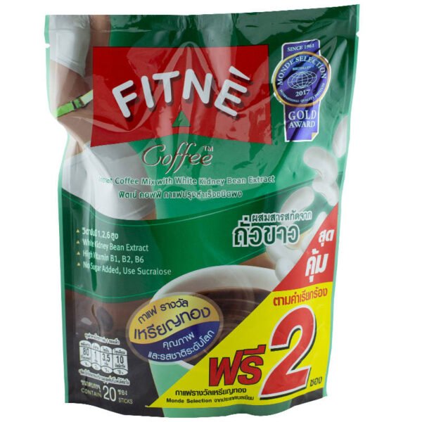 Fitne Coffee Instant Coffee Mix with White Kidney Bean Extract 15g. Pack 20sache