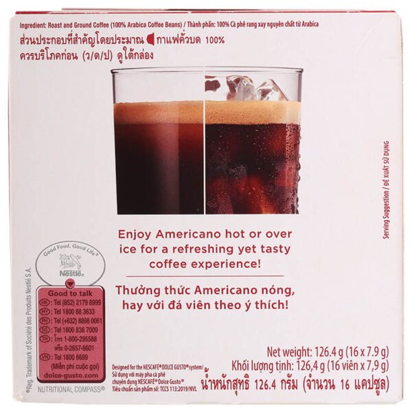 Nescafe Dolce Gusto Roast and Ground Coffee Americano 16Capsules 126.4g. - Image 2