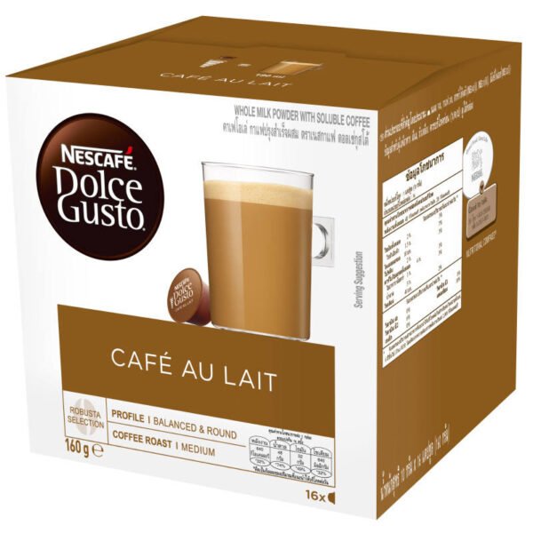 Nescafe Dolce Gusto Roast and Ground Coffee Cafe Au Lait 16capsules 160g. - Image 2
