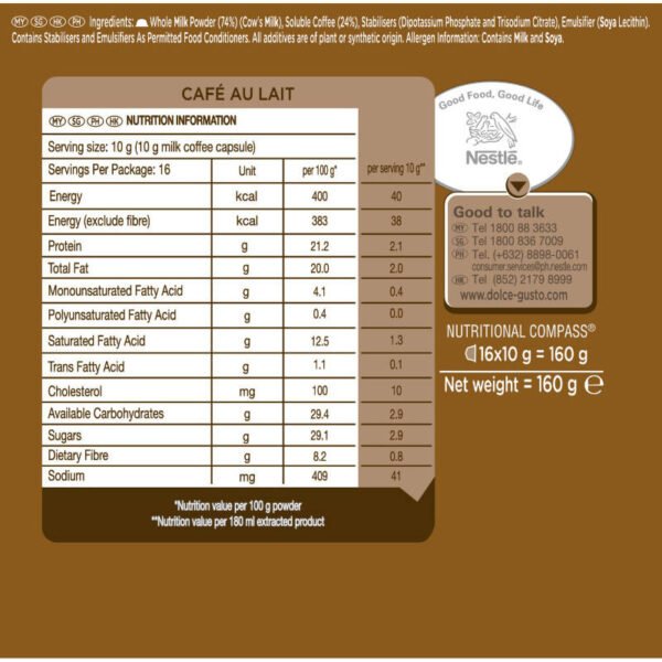 Nescafe Dolce Gusto Roast and Ground Coffee Cafe Au Lait 16capsules 160g. - Image 5