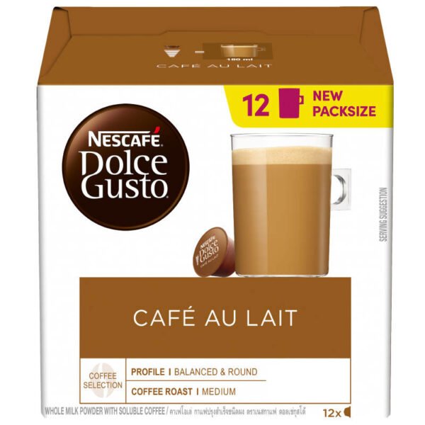 Nescafe Dolce Gusto Roast and Ground Coffee Cafe Au Lait 12capsules 120g.